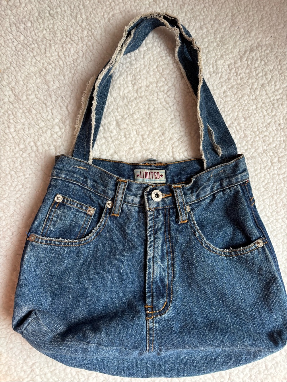 Vintage Y2K Limited Denim Blue Jeans Shoulder Tote Bag